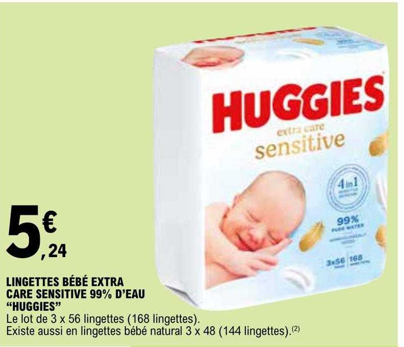Lingettes Bébé Extra Care Sensitive 99% D'eau "huggies"