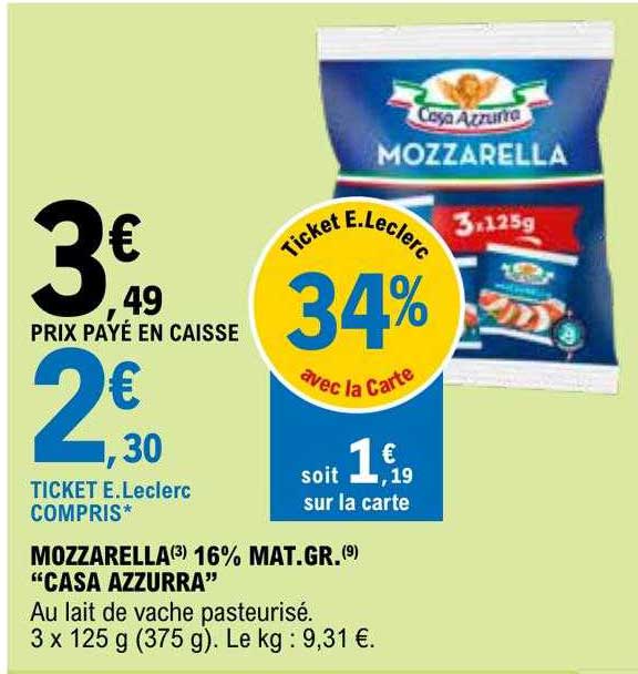mozzarella 16% mat.gr. "casa azzurra"
