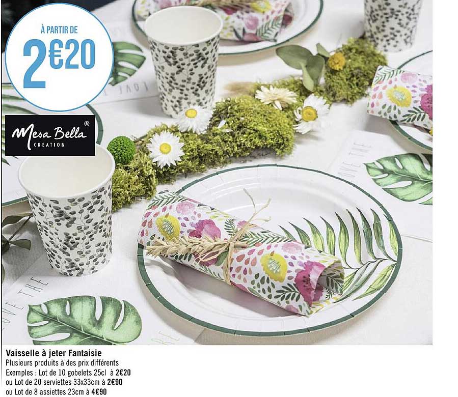 vaisselle à jeter fantaisie mesa bella création