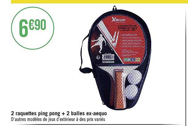 2 raquettes ping pong + 2 balles ex-aequo