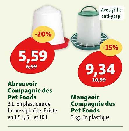 abreuvoir compagnie des pet foods, mangeoir compagnie des pet foods