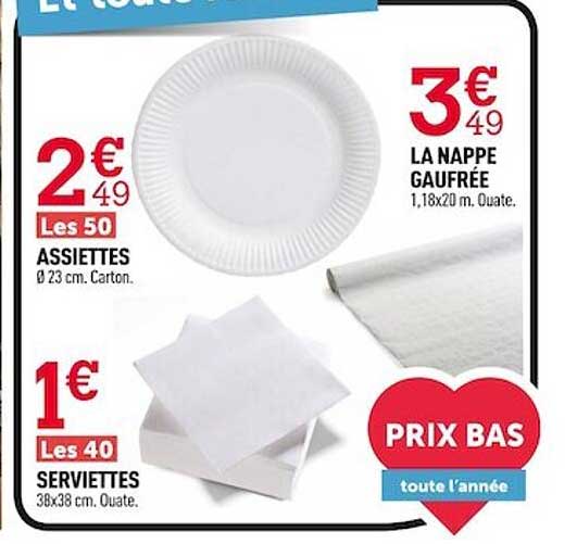 assiettes, serviettes, la nappe gaufrée