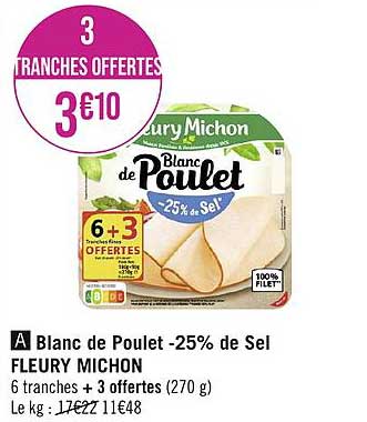 blanc de poulet -25% de sel fleury michon