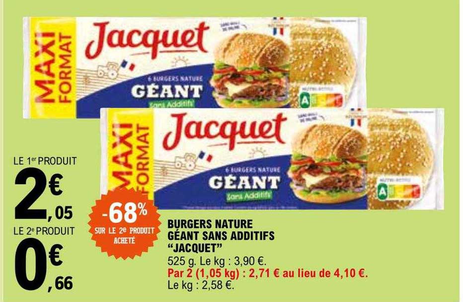 Burgers Nature Géant Sans Additifs "jacquet"