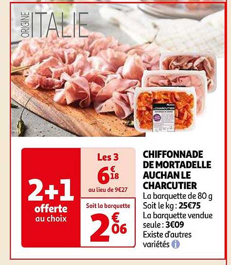 Chiffonnade De Mortadelle Auchan Le Charcutier