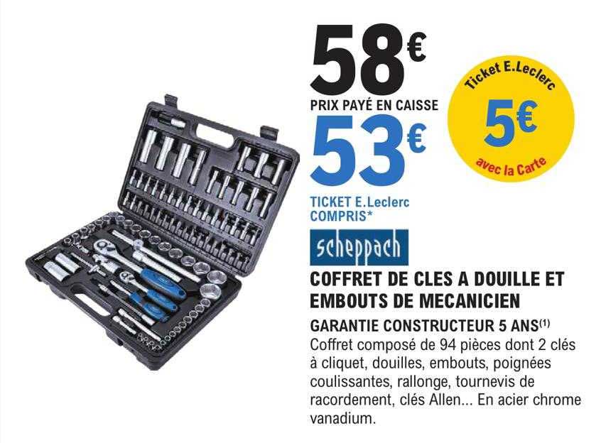 coffret de clés à douille et embouts de mécanicien scheppach