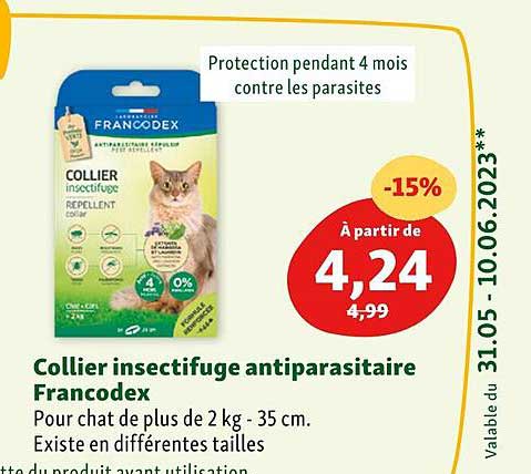 collier insectifuge antiparasitaire francodex