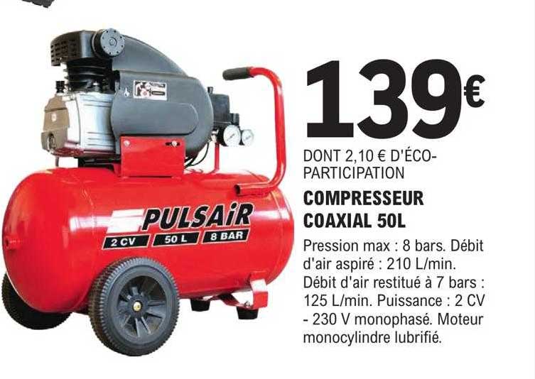 compresseur coaxial 50l pulsair