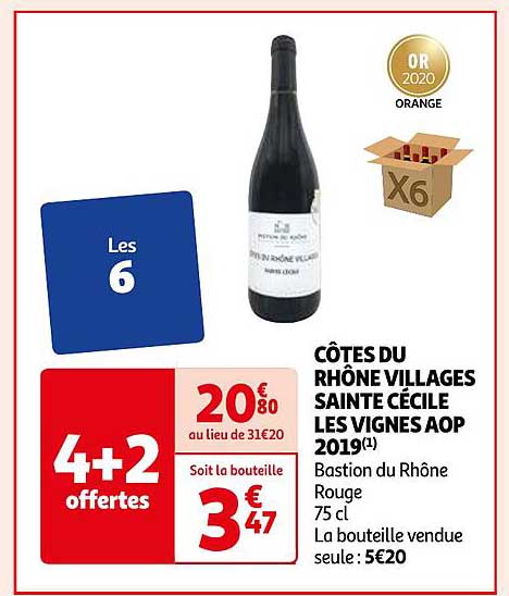 côtes du rhône villages sainte cécile les vignes aop 2019 bastion du rhône rouge