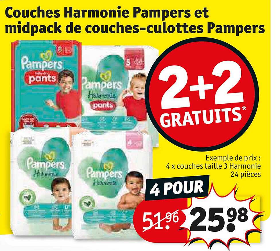 couches harmonie pampers et midpack de couches-culottes pampers