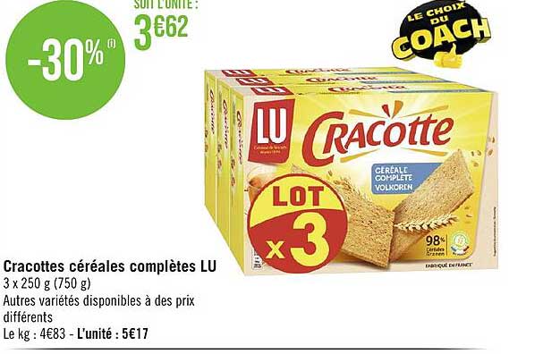 cracottes céréales complètes lu