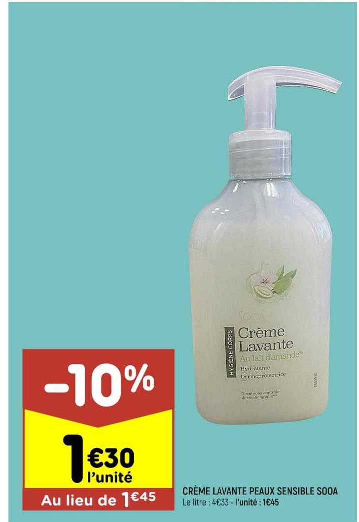crème lavante peaux sensible soda