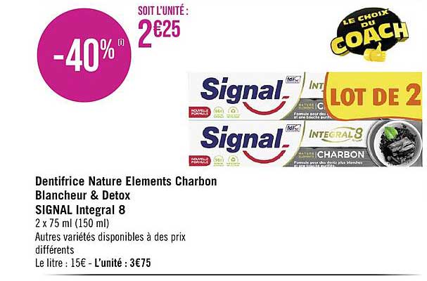 Dentifrice Nature éléments Charbon Blancheur & Detox Signal Intégral 8