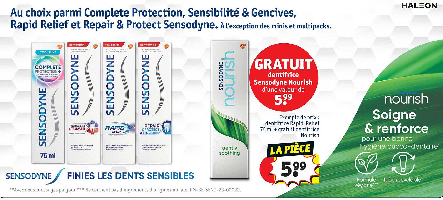 dentifrice rapid relief 75ml + gratuit dentifrice nourish