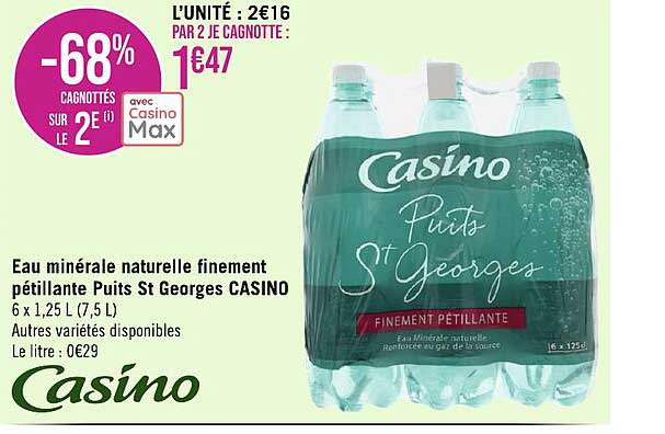 eau minérale naturelle finement pétillante puits st georges casino