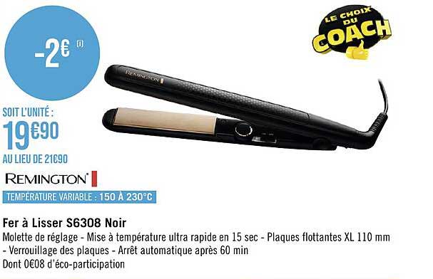 fer à lisser s6308 noir remington