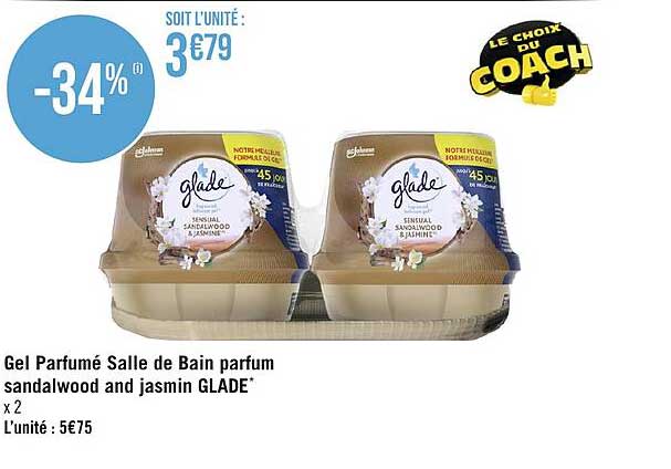gel parfumé salle de bain parfum sandalwood and jasmin glade