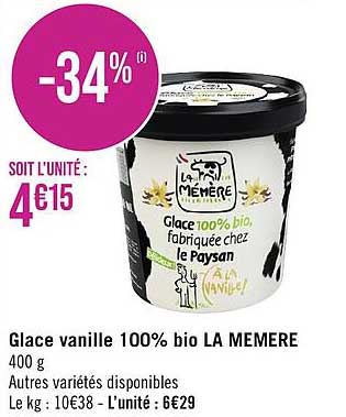 Glace Vanille 100% Bio La Mémère