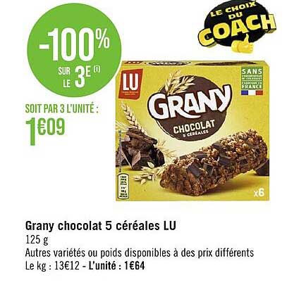 grany chocolat 5 céréales lu