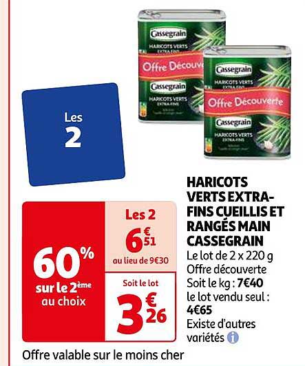 haricots verts extra-fins cueillis et rangés main cassegrain