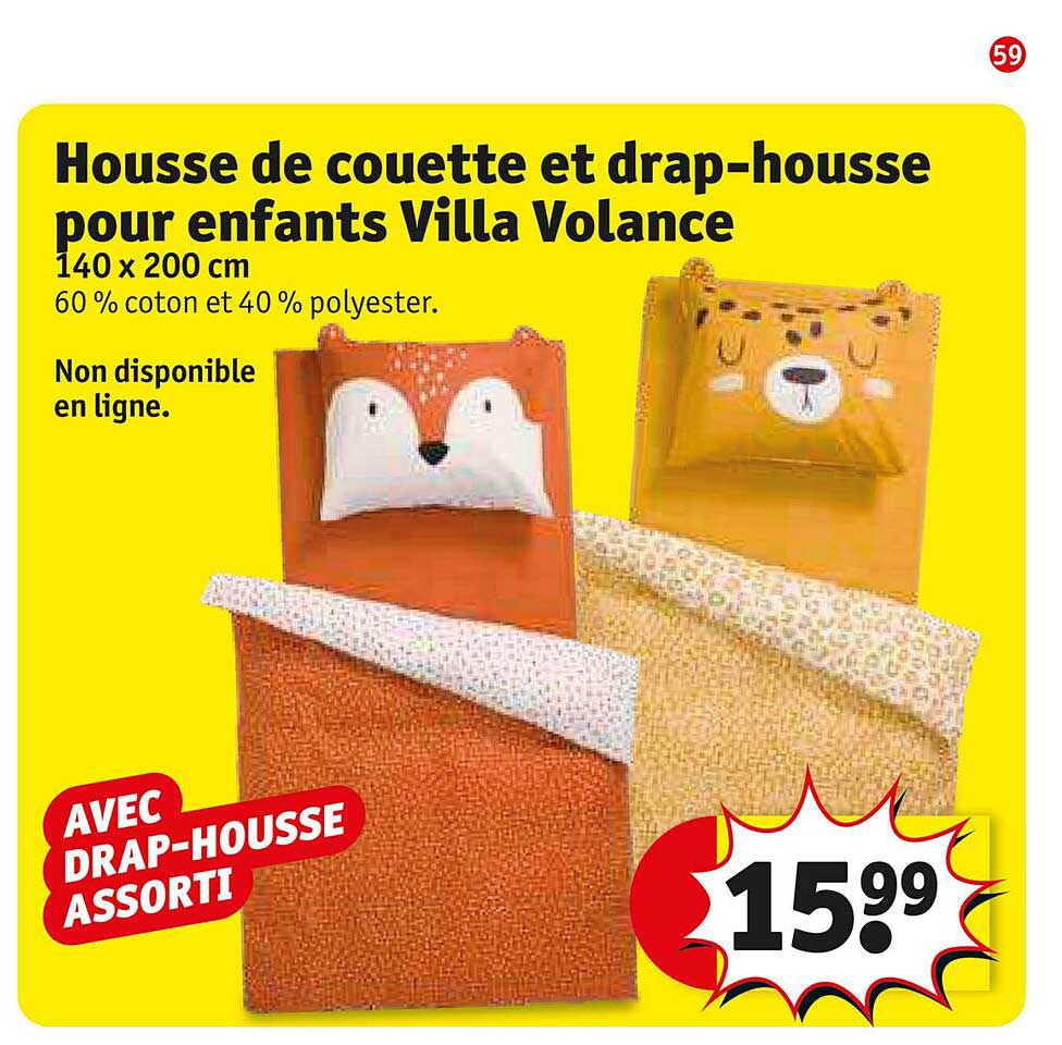housse de couette et drap-housse pour enfants villa volance