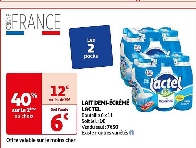 lait demi-écrémé lactel
