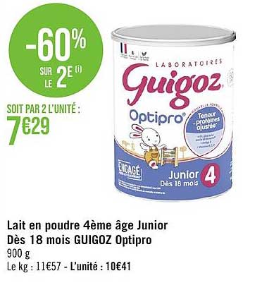 lait en poudre 4ème âge junior dès 18 mois guigoz optipro