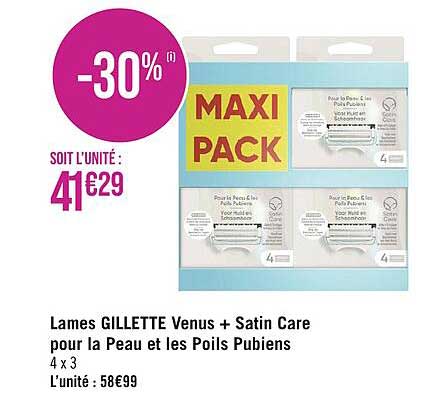 lames gillette venus + satin care pour la peau et les poils pubiens