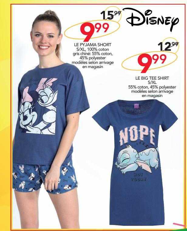 le pyjama short disney, le big tee shirt disney