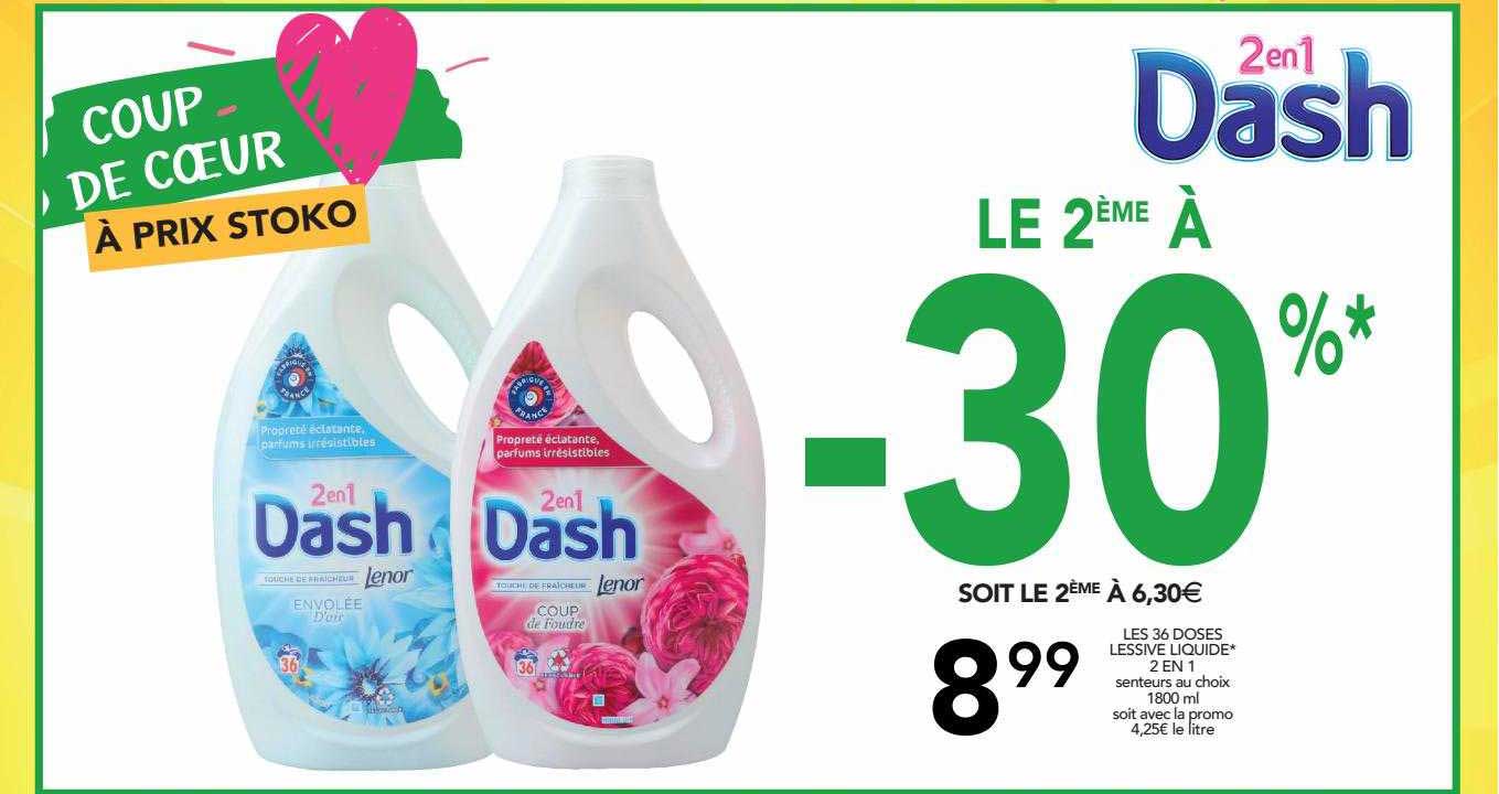 Les 36 Doses Lessive Liquide 2 En 1 Dash