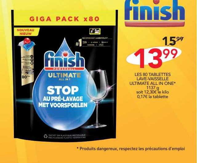 Les 80 Tablettes Lave-vaisselle Ultimate All In One Finish