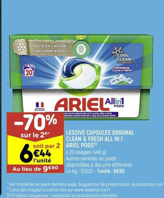 lessive capsules original clean & fresh all in 1 ariel pods