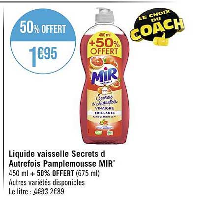 liquide vaisselle secrets d'autrefois pamplemousse mir
