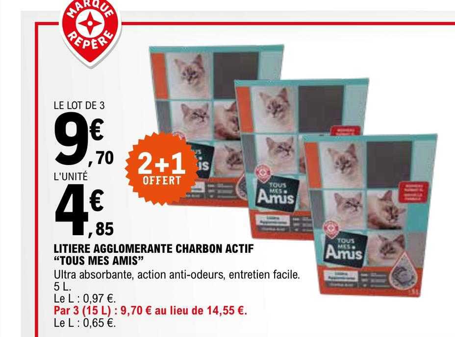 litière agglomérante charbon actif "tous mes amis"