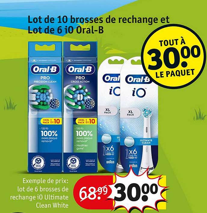 lot de 10 brosses de rechange et lot de 6 i0 oral-b