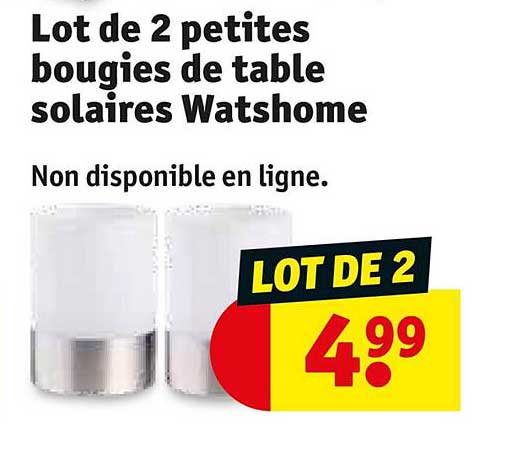 lot de 2 petites bougies de table solaires watshome
