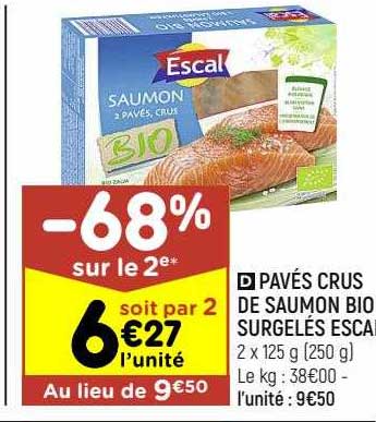 Pavés Crus De Saumon Bio Surgelés Escal