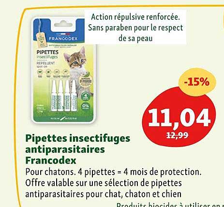 pipettes insectifuges antiparasitaires francodex