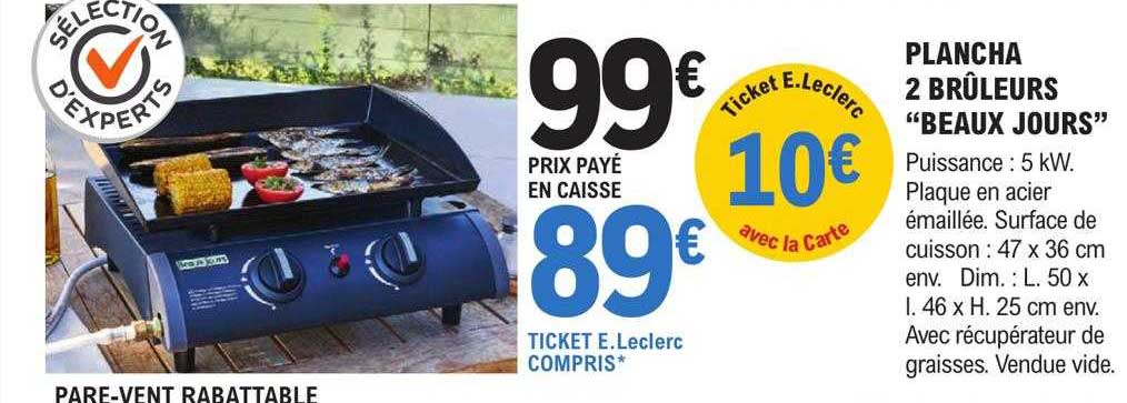 plancha 2 brûleurs "beaux jours"