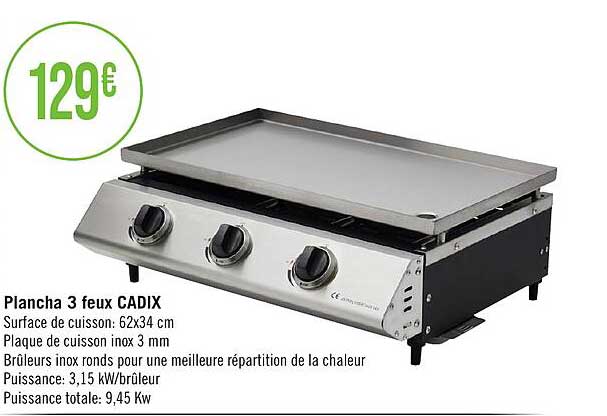 plancha 3 feux cadix