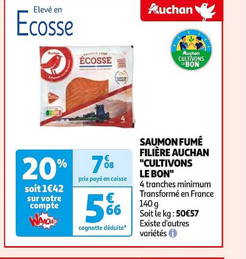 Saumon Fumé Filière Auchan "cultivons Le Bon"