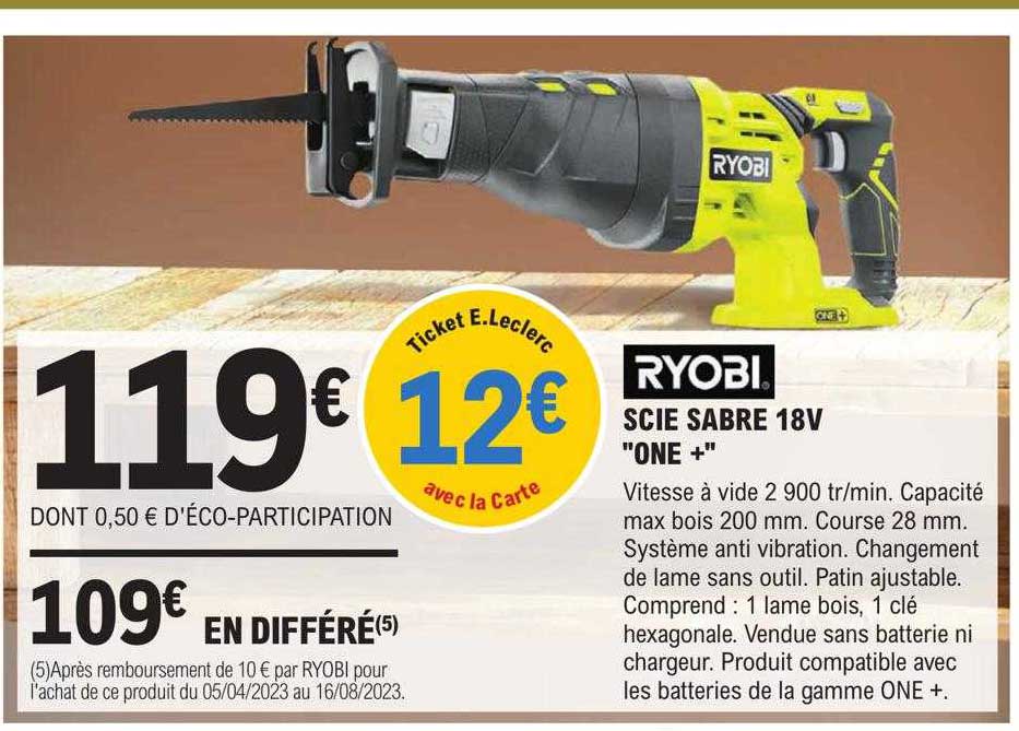 scie sabre 18v "one+" ryobi