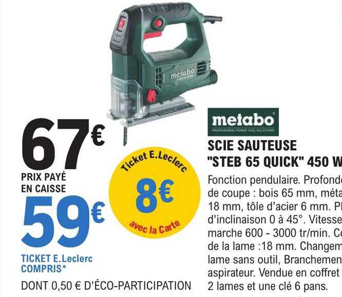 scie sauteuse "steb 65 quick" 450w metabo