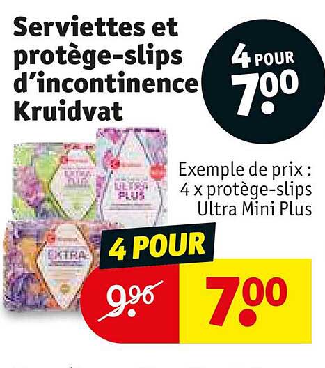 serviettes et protège-slips d'incontinence kruidvat