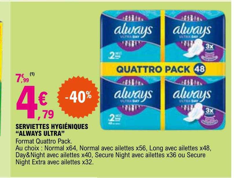 serviettes hygiéniques "always ultra"