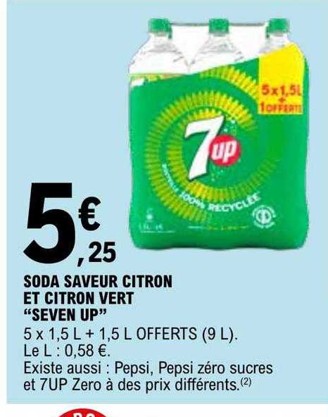 soda saveur citron et citron vert "seven up"