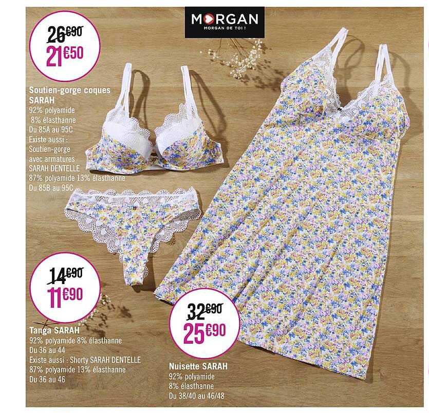 soutien-gorge coques sarah, tanga sarah, nuisette sarah