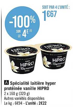 spécialité laitière hyper protéinée vanille hipro