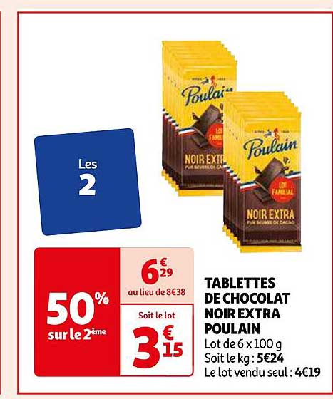 Tablettes De Chocolat Noir Extra Poulain