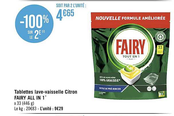 tablettes lave-vaisselle citron fairy all in 1